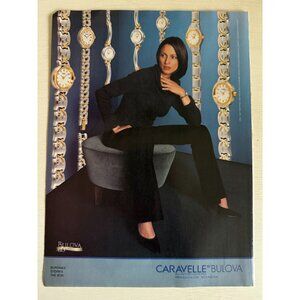 Vintage Y2K Caravelle Bulova Watch Brunette Model Fashion Advertisement Print Ad
